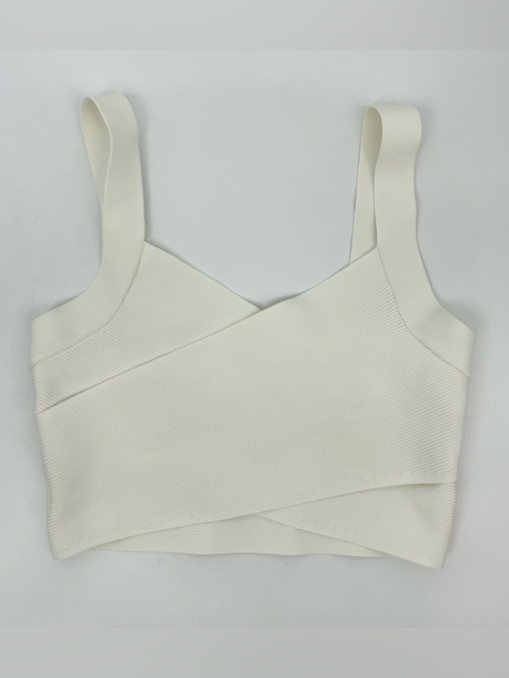 Aritzia Babaton Sculpt Knit Greek Tank Top Ivory Rib Knit